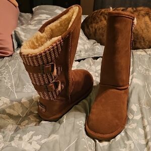 BearPaw Tan Shearling-Lined Winter Boots